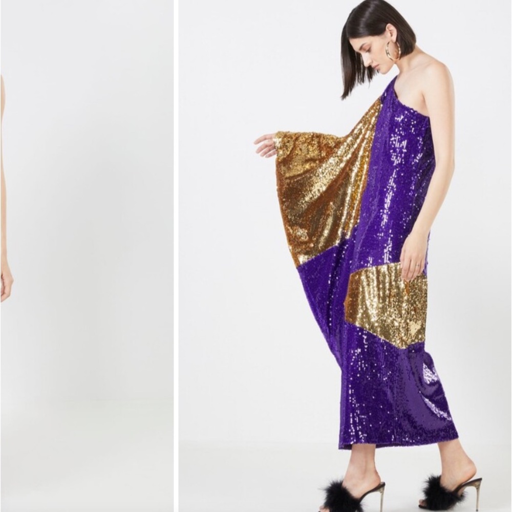 BCBGMAXAZRIA Marcello One Shoulder Sequin Evening Dress Soze M Medium New Years - Picture 3 of 7